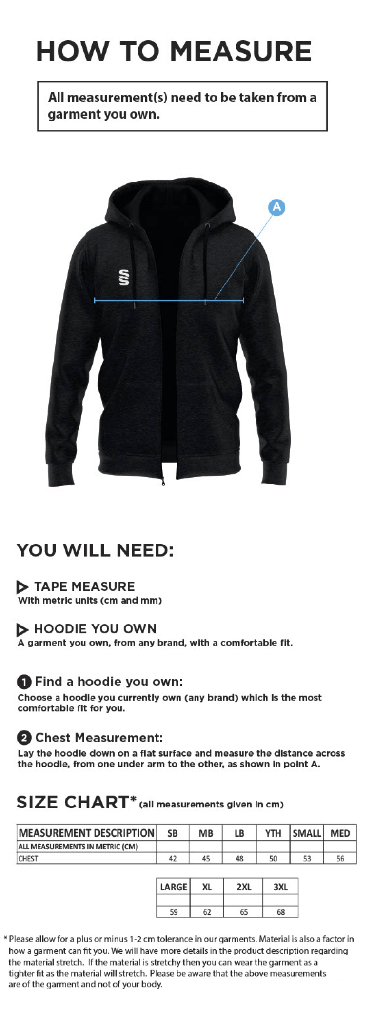 Alexandra Park Dual Full Zip Hoody : Navy - Size Guide