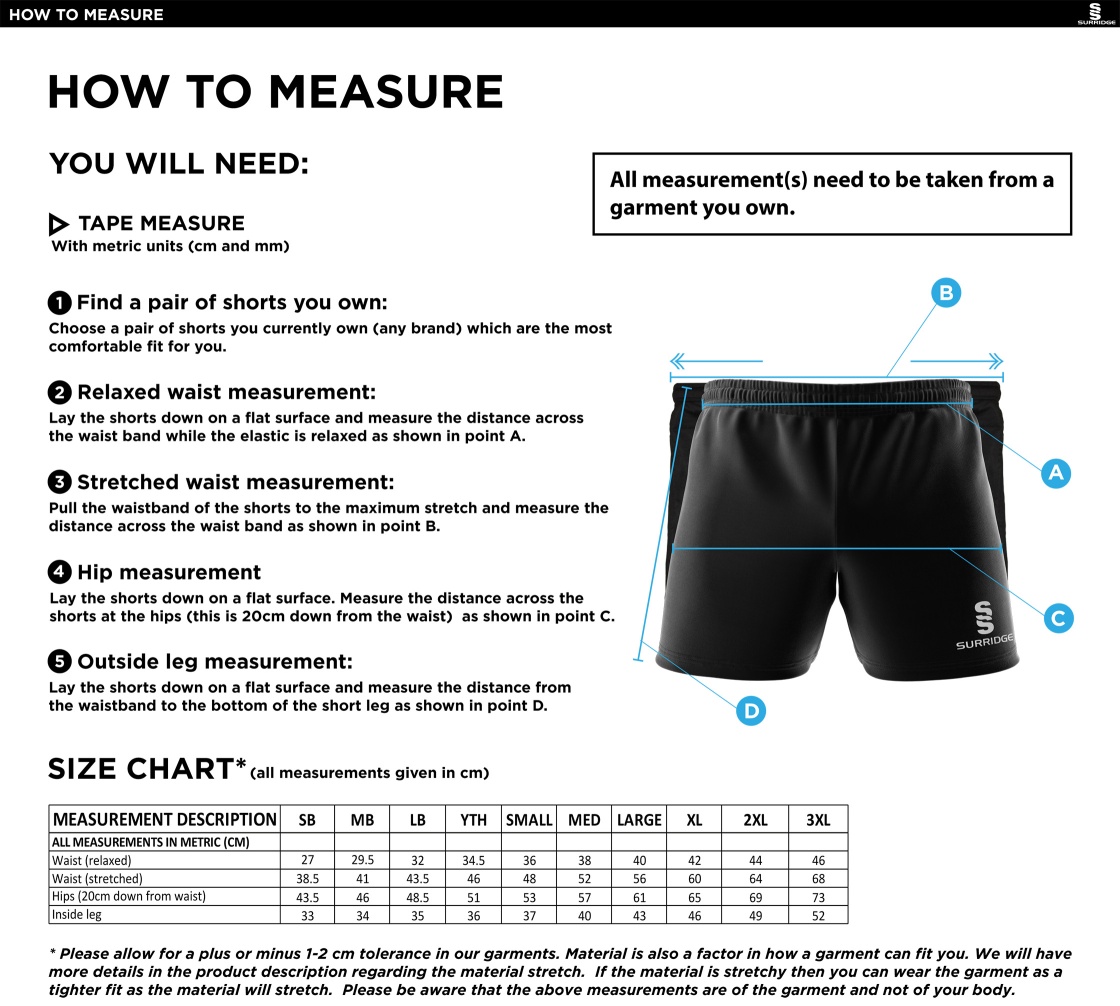 Alexandra Park Performance Gym Short : Navy - Size Guide