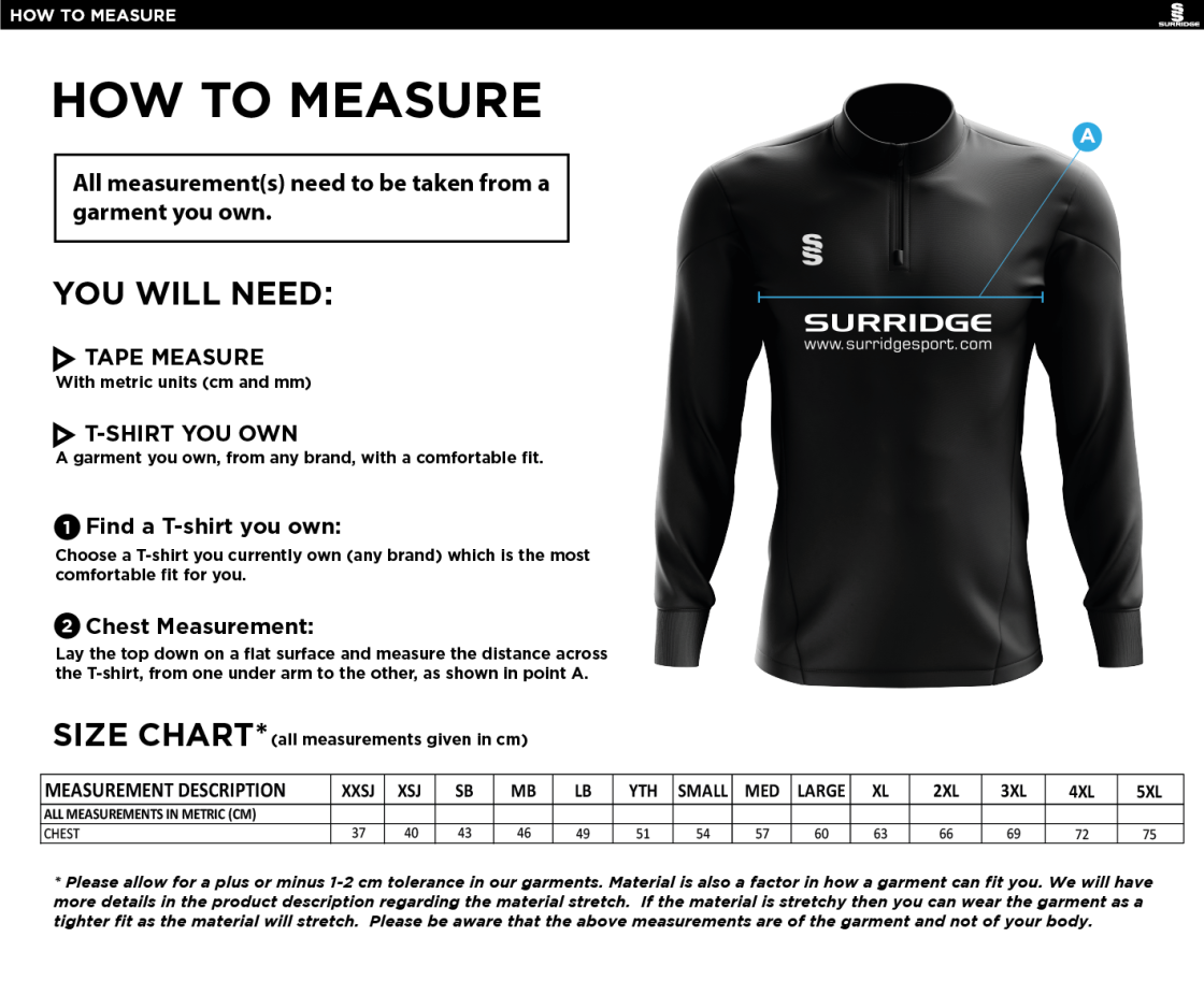 Alexandra Park ACTIVE PERFORMANCE TOP - Size Guide