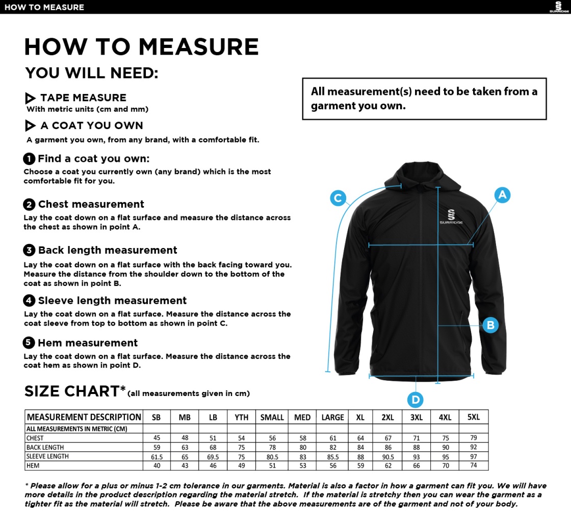 Alexandra Park Dual Full Zip Training Jacket : Navy - Size Guide